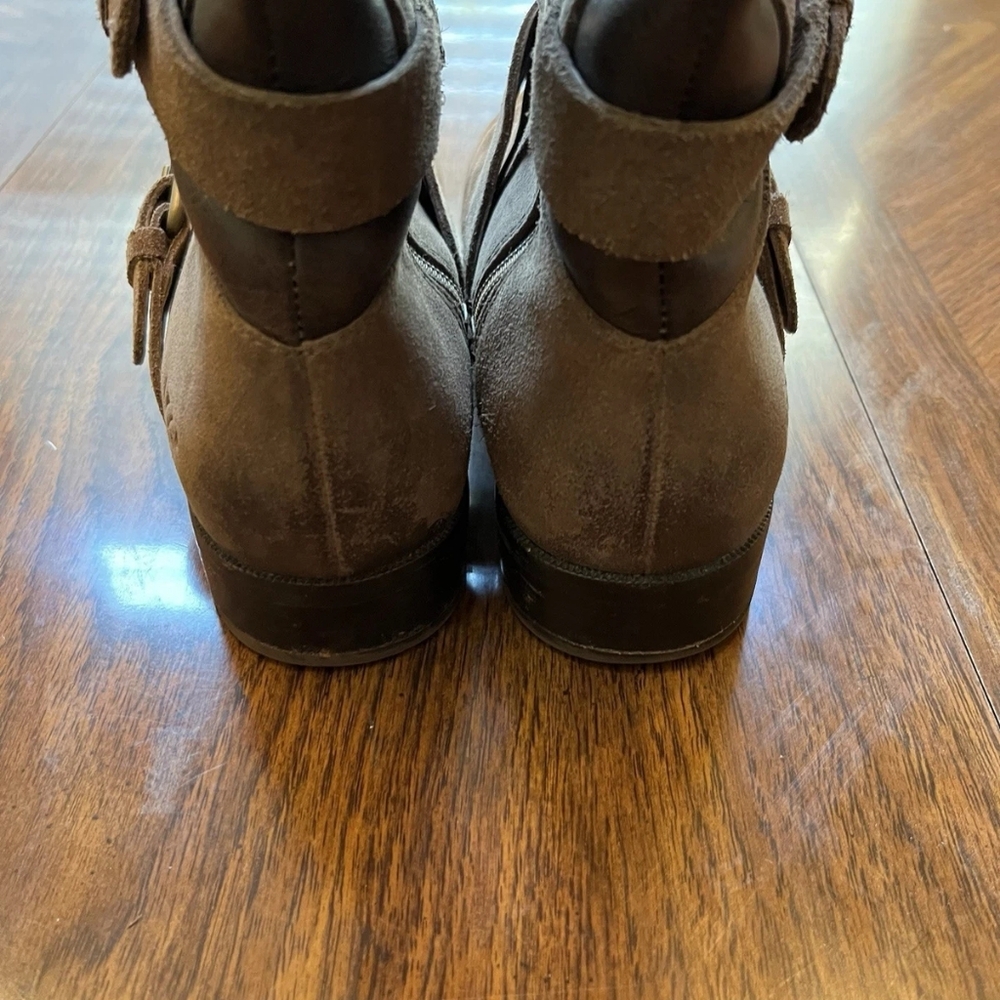 UGG Australia Cydnee Tall Brown Heel Authentic Suede Leather Riding Boots Knee 8 - Picture 5 of 10